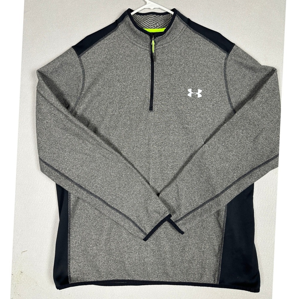 Under Armour Jacket Mens XL ColdGear Infrared Grey Quarter Zip Performance EUC